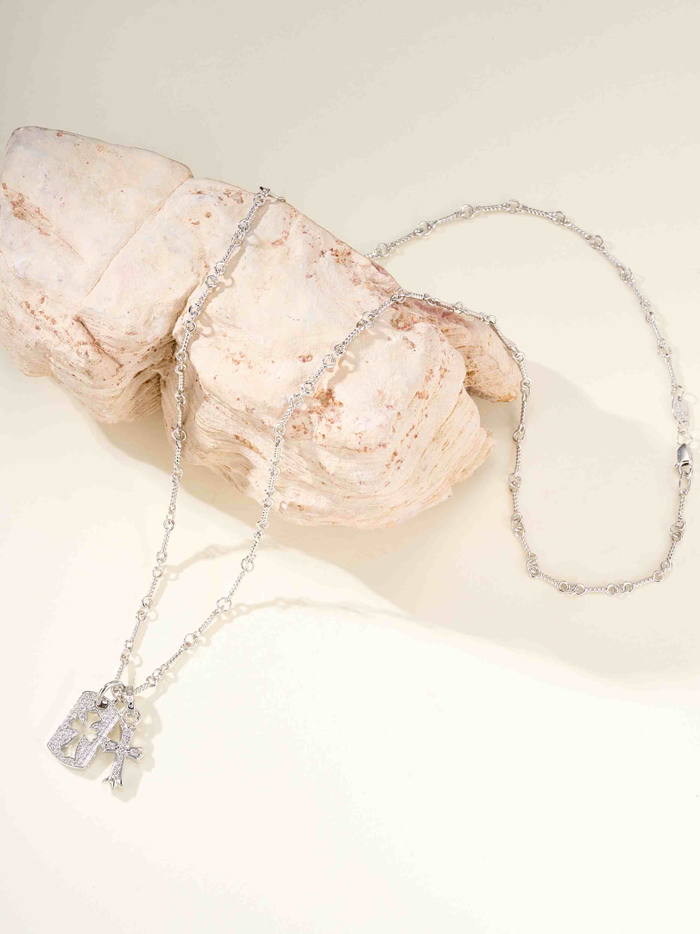 Double Cross Diamond Necklace