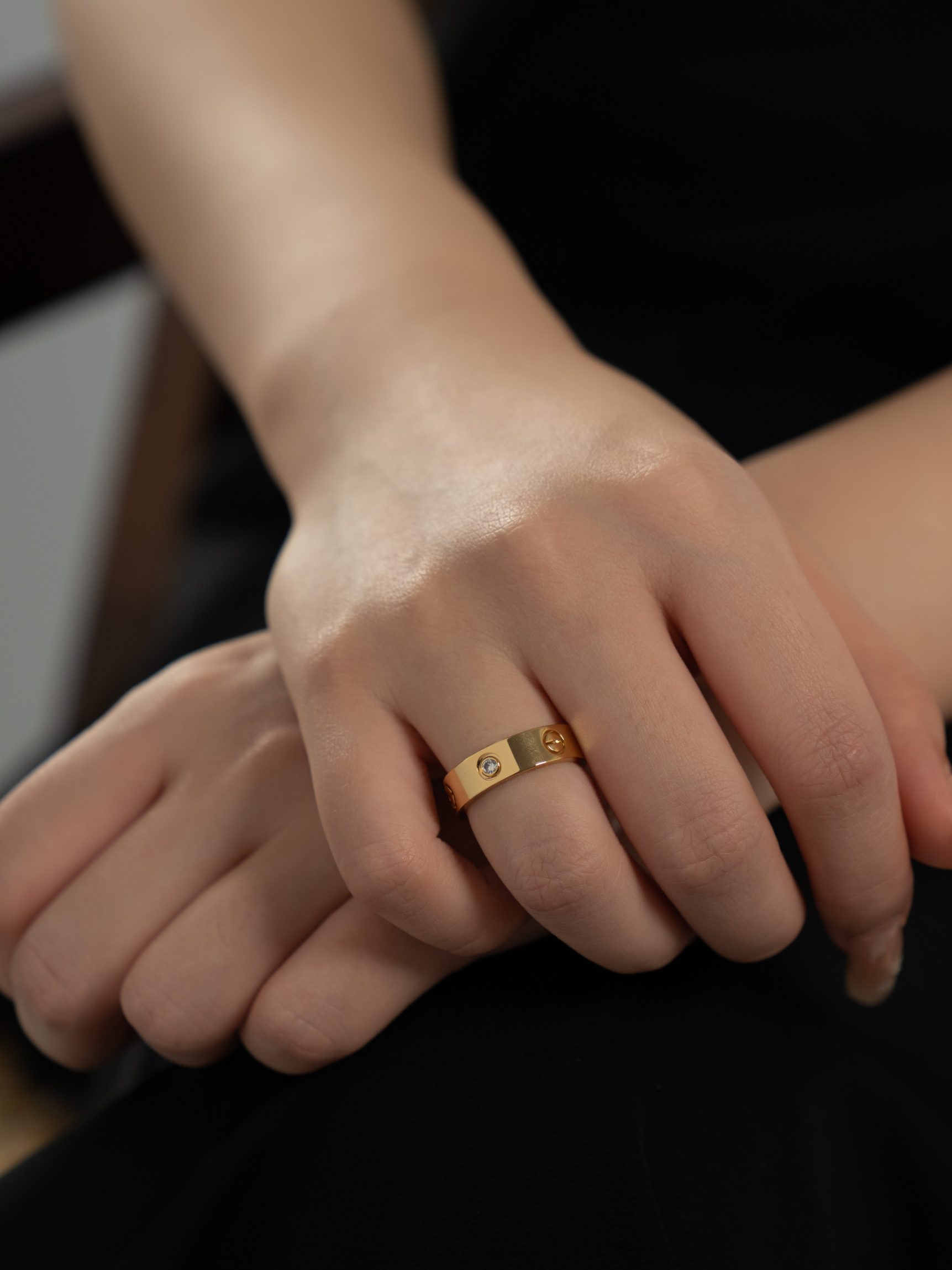 Classic Love Wide Three Diamond Ring (approximately 5.5mm)