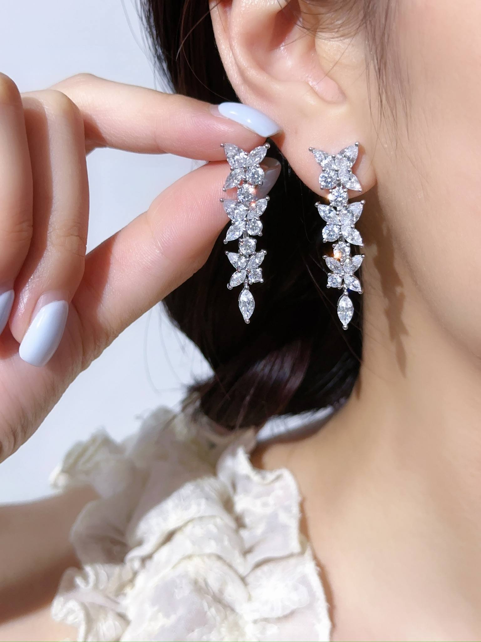 Victoria  ™  Series Flower Cluster Horse Eye Diamond Earrings