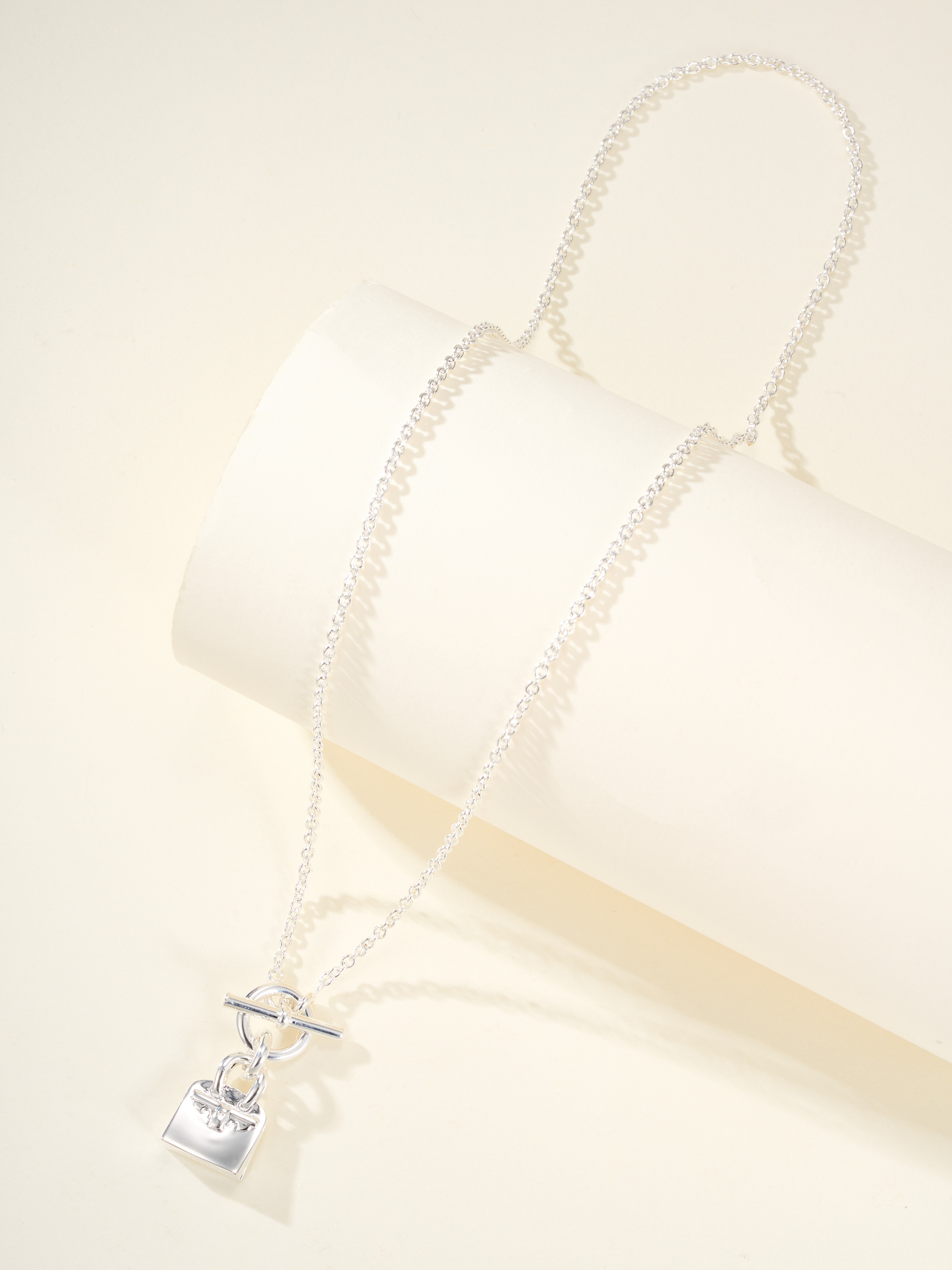 Birlin bag silver necklace