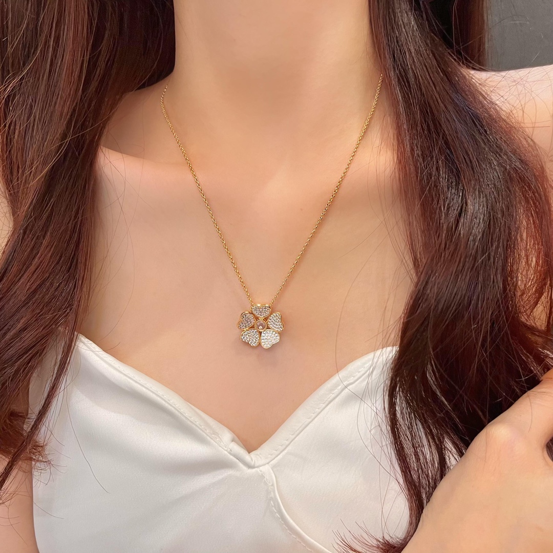 Chopard Happy Hearts Flowers Series Full Diamond Necklace