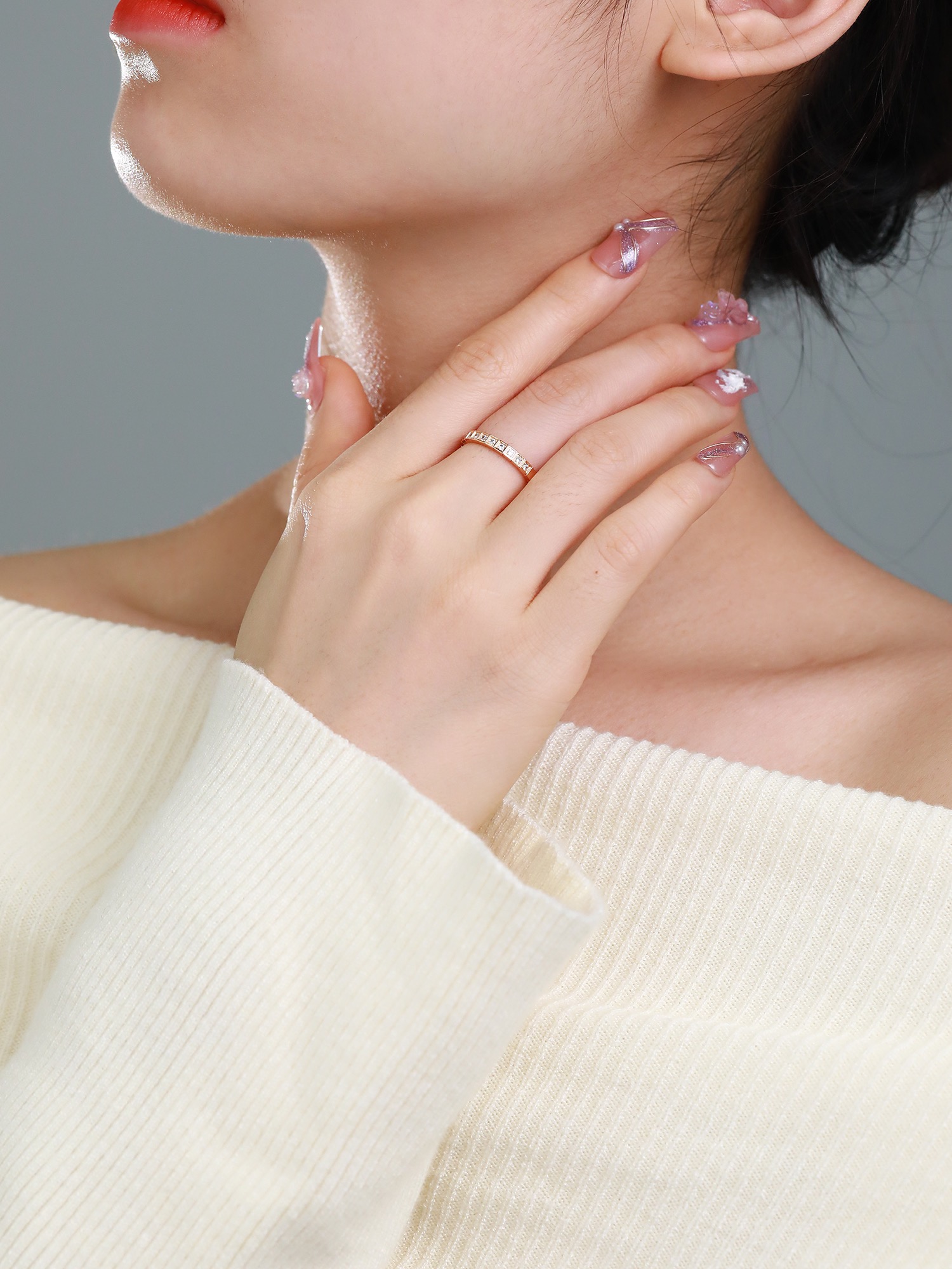 Ice Cube Pure Full Diamond Ring Narrow