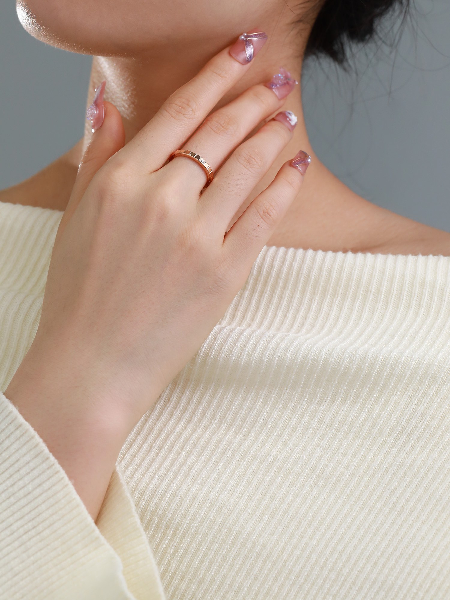 Ice Cube Pure Single Diamond Ring Narrow