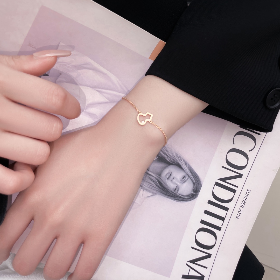  QE Gourd Hollow Inner Diamond Rose Gold Bracelet