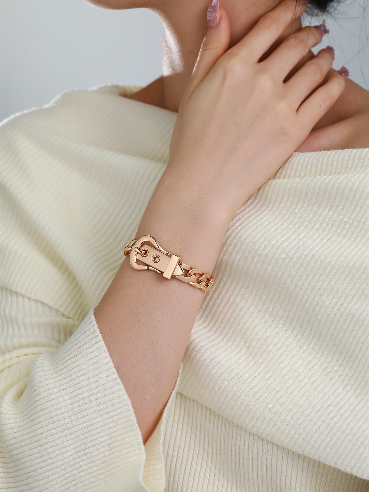 Male version large belt buckle thick bracelet