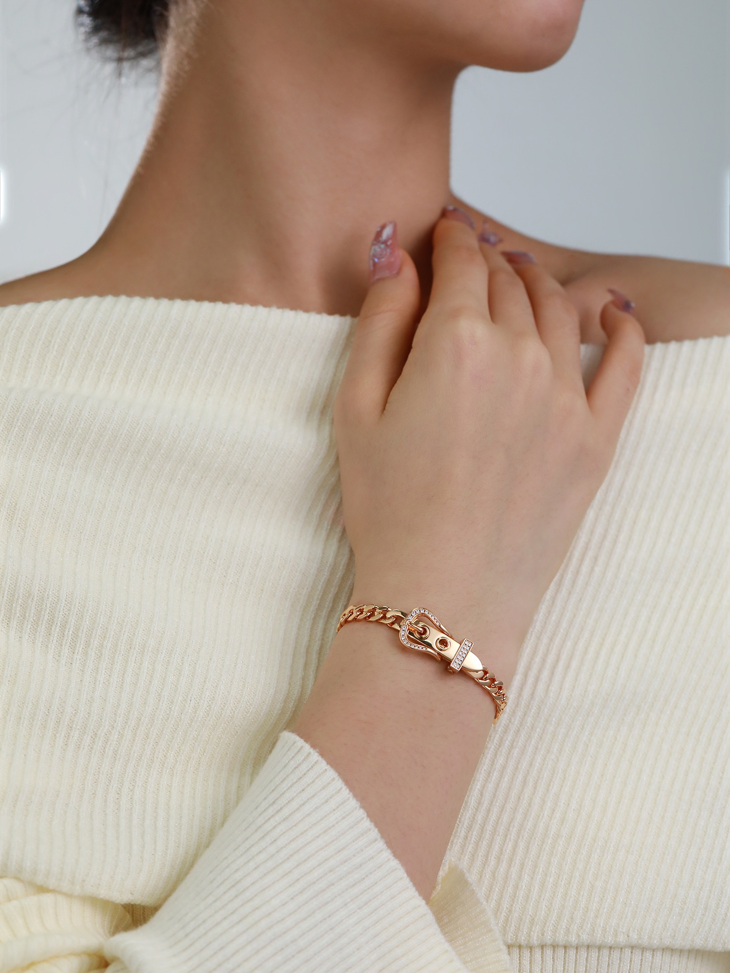  Girl's version belt buckle with diamond bracelet