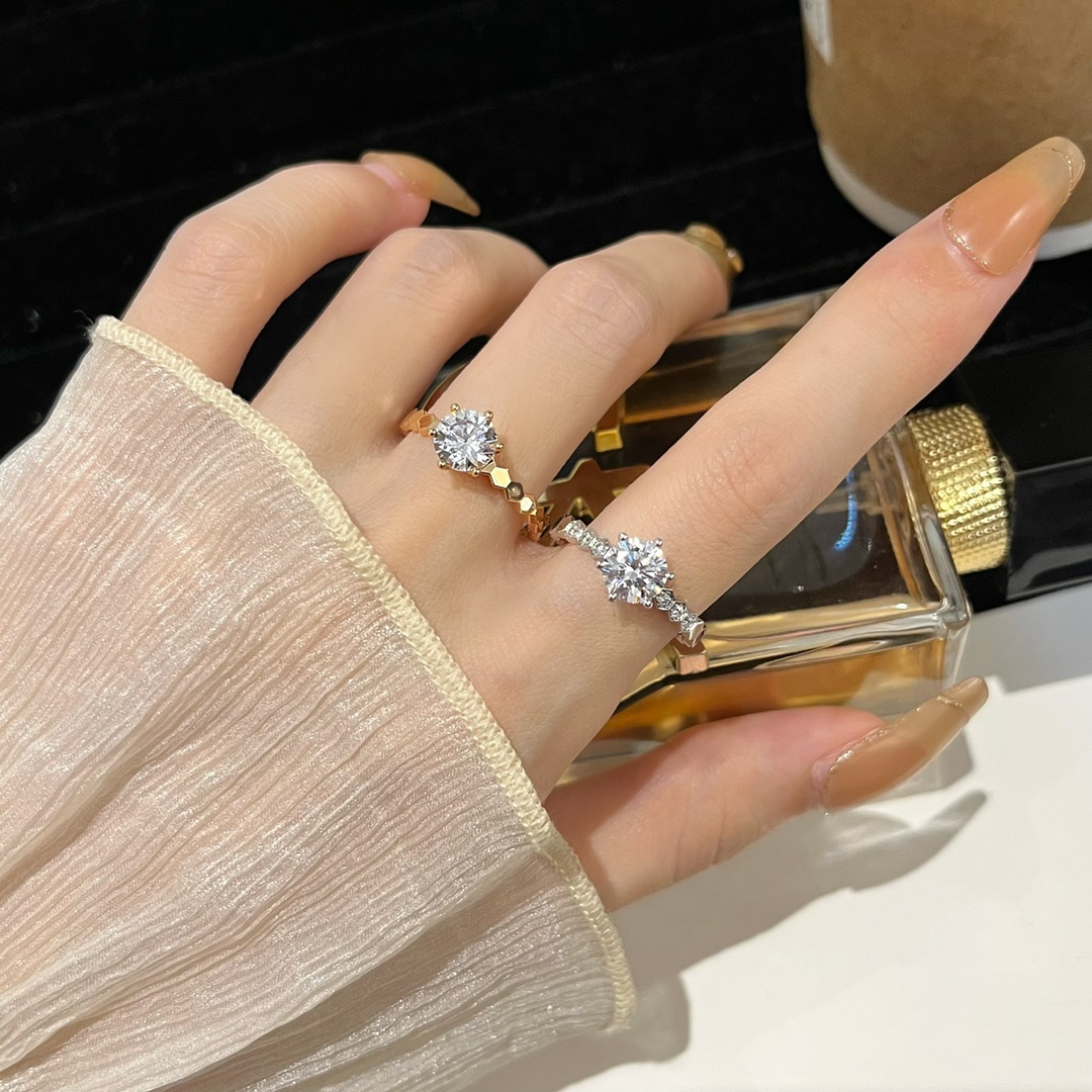 CHUAMET Honeycomb main diamond 1ct ring (2.5mm stackable)