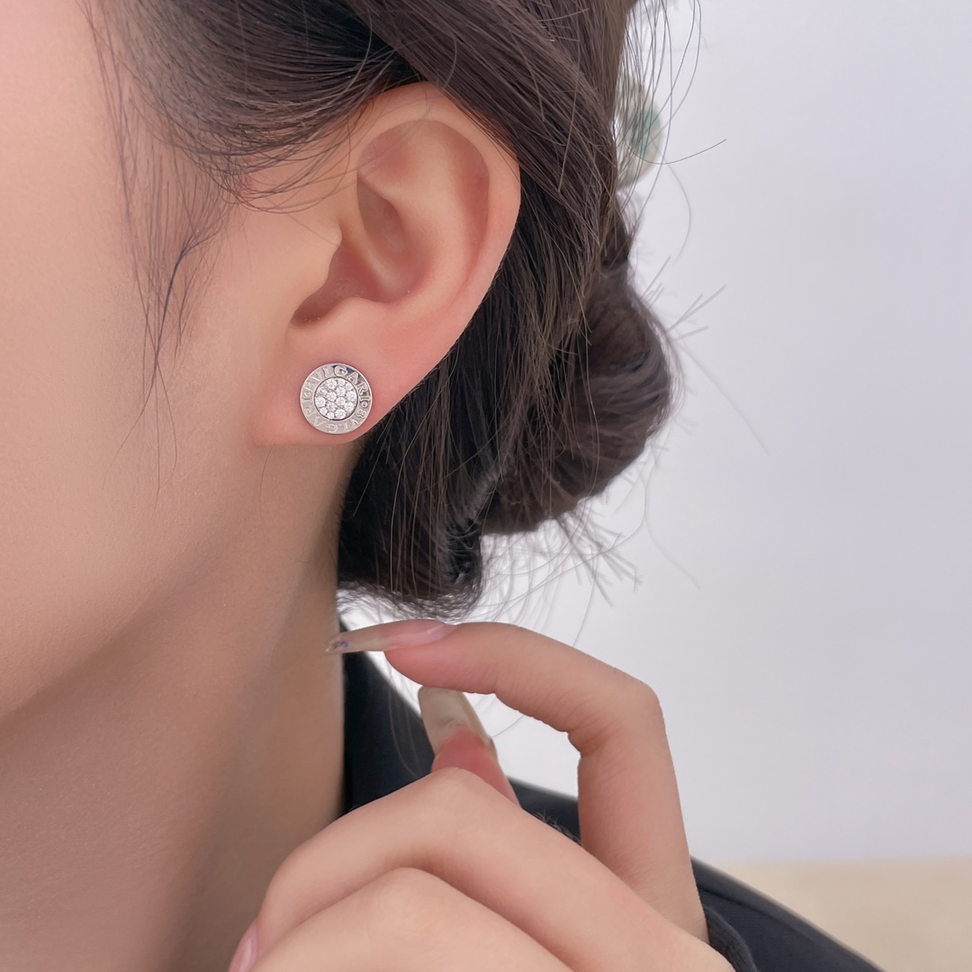 BV series full diamond disc earrings
