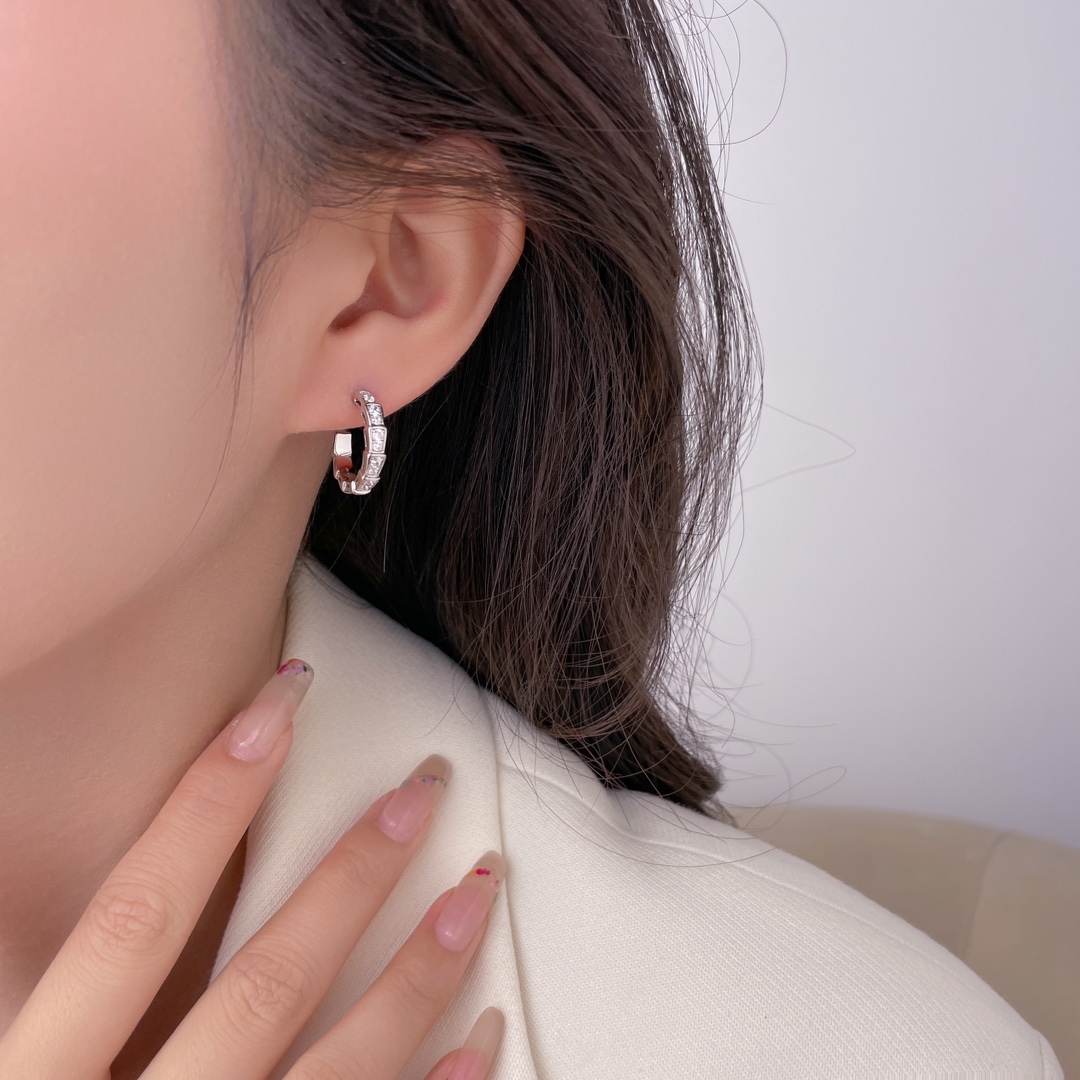 Snake bone earrings full of diamonds