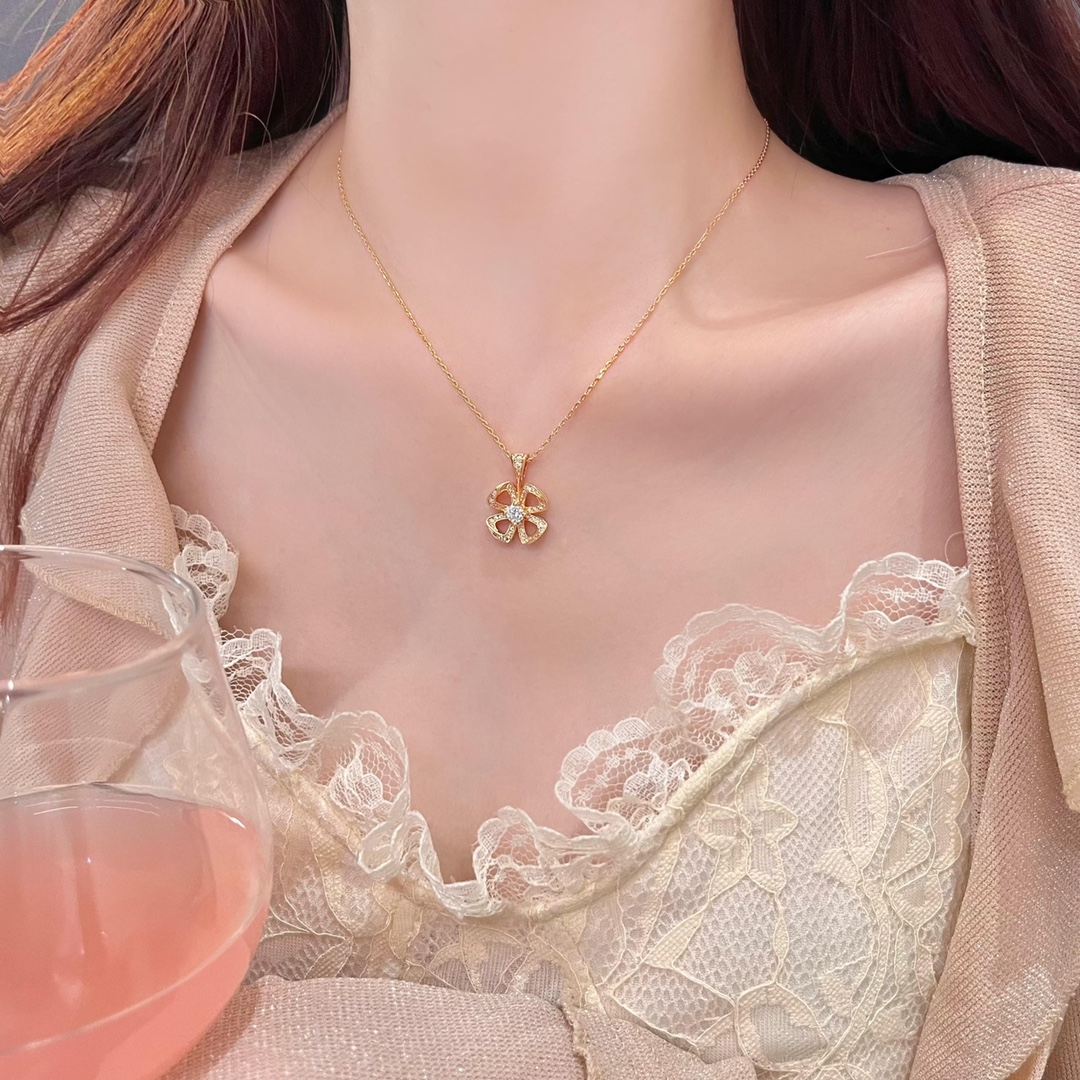 Yongding Flower Necklace Small Full Diamond