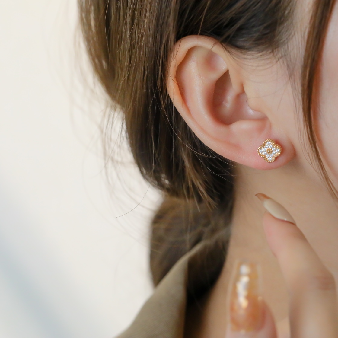 Clover mini full diamond earrings
