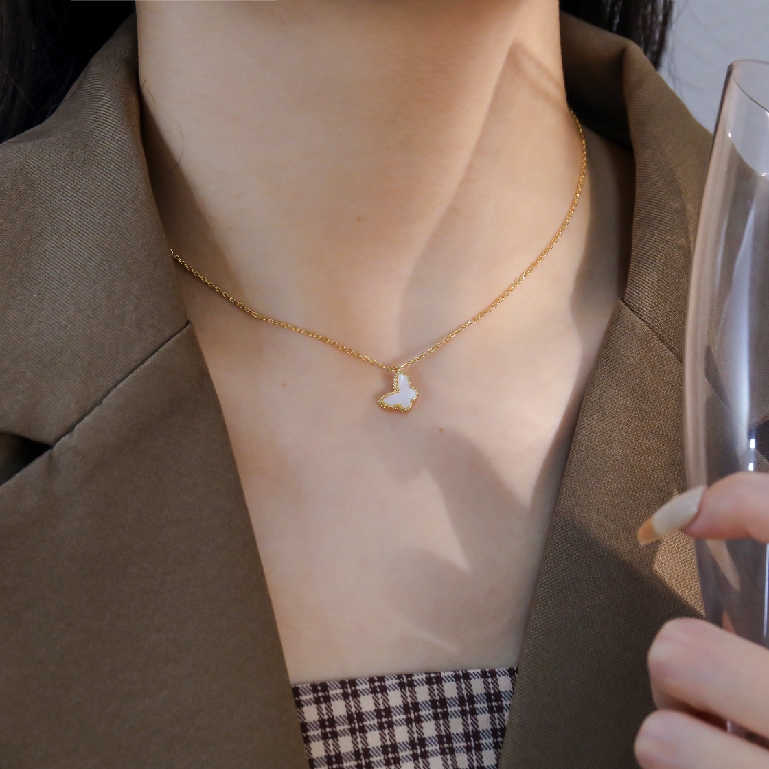 Mini White Beimu Butterfly Necklace