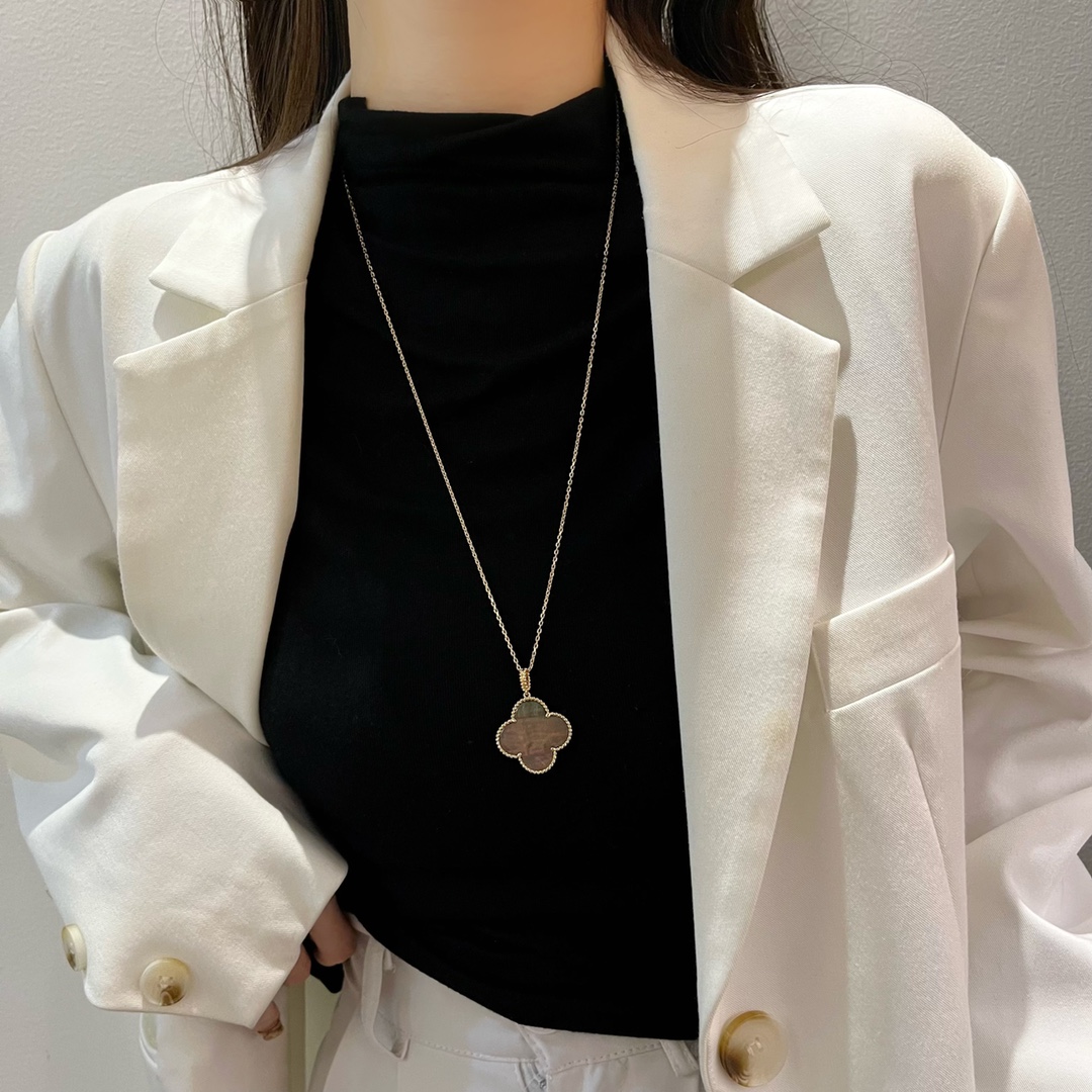 Alhambra Clover Grey Fritillaria Large Necklace