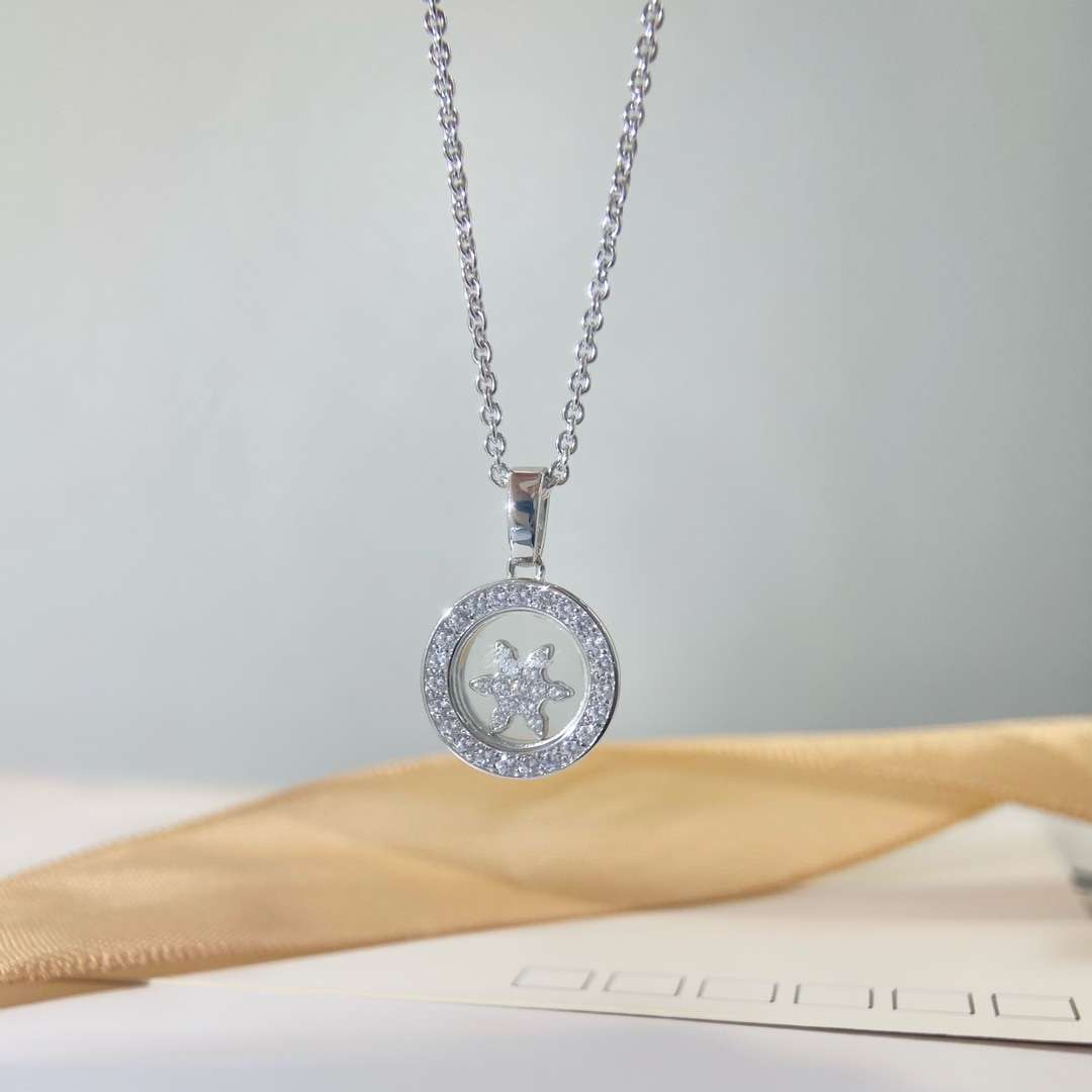 Chopard Christmas Snowflake Sliding Full Diamond Necklace (Colorful White)