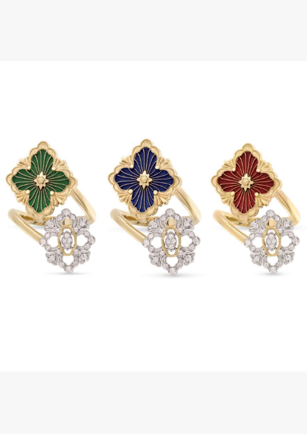 BUCCELLATI  OPERA TULLE Double Flower Enamel Ring