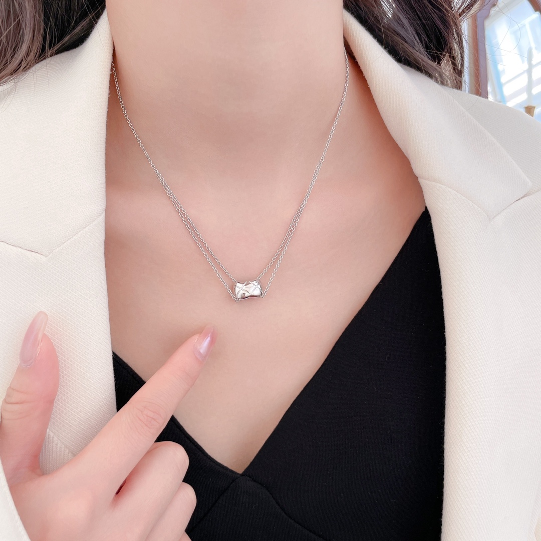 Coco Diamond free Diamond Grid Necklace