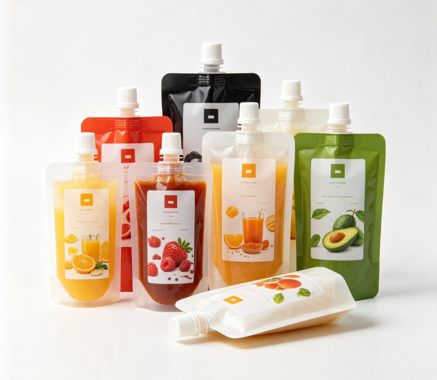Food Grade Mylar Nozzle Pouch Custom Printing Leakproof Liquid Juice Sauce Spout Bag