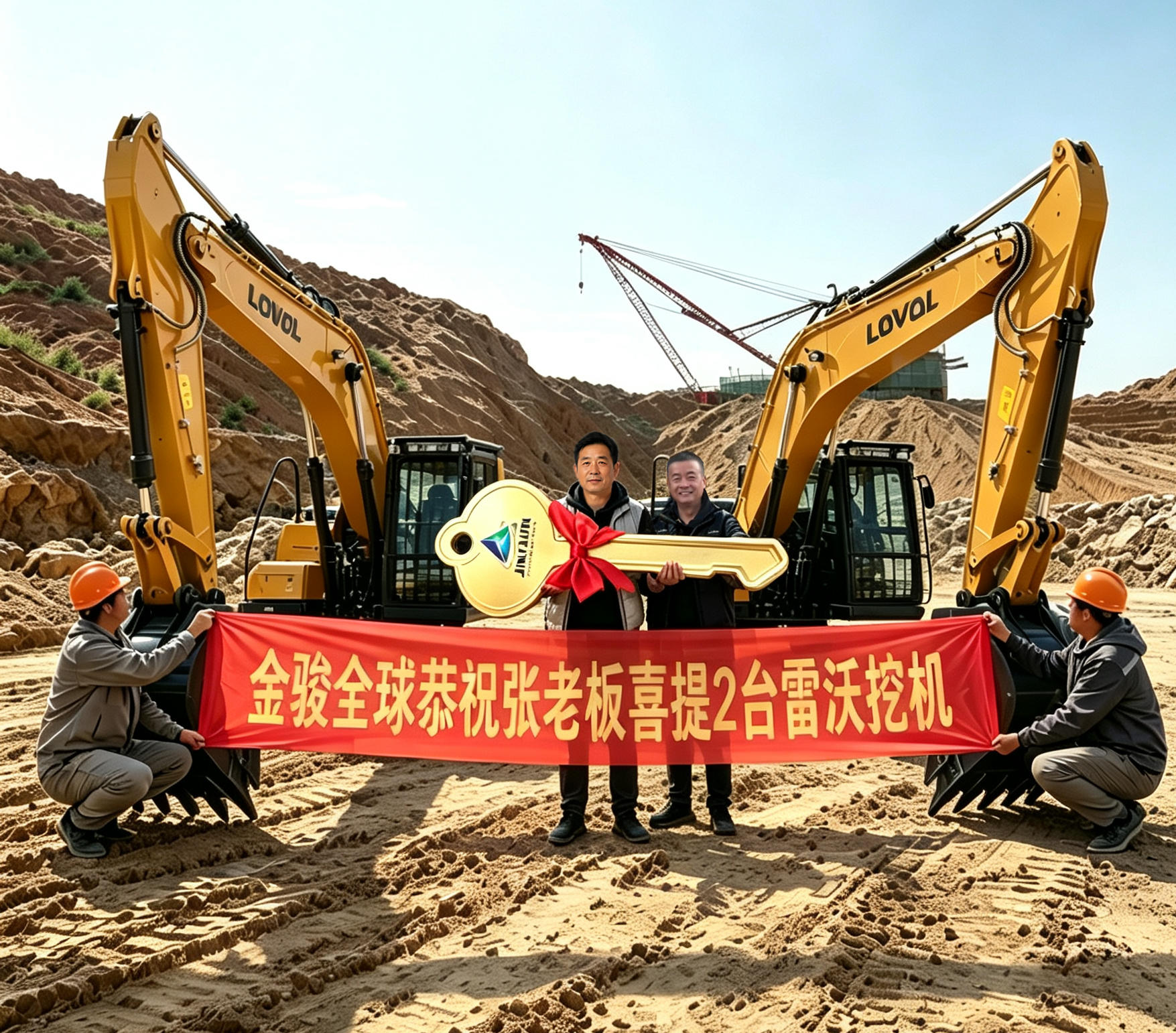 jinjun Global Handover! Congratulations to Boss Zhang on taking delivery of 2 Lovol FR220F excavators. Wish you a prosperous start!