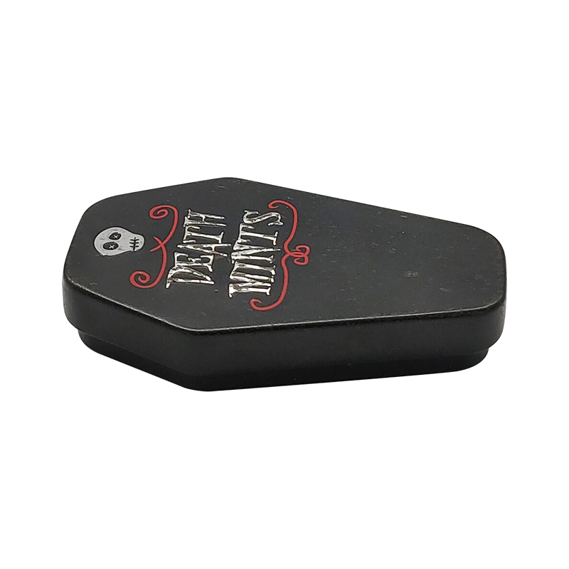 Wholesale Custom Printed Coffin Shaped Electronic Products Metal Tin Box Halloween Gift