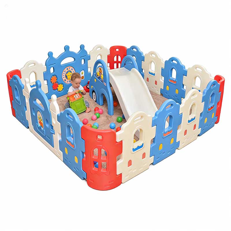 Car-Themed Toddler Slide, Baby Slide，Easy Climb Slide with Safety Guard, Indoor First Play Slide for Infants,Baby Playpen, Kids Play Yard,Foldable Playpen with Safety Gate