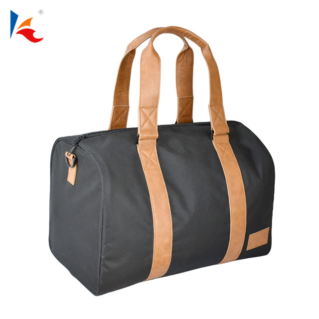 Pu Leather Travel Weekend Custom Print Cotton Canvas Interior Sports Nylon Yoga Training Simple Gym Duffel Bag with Custom logo
