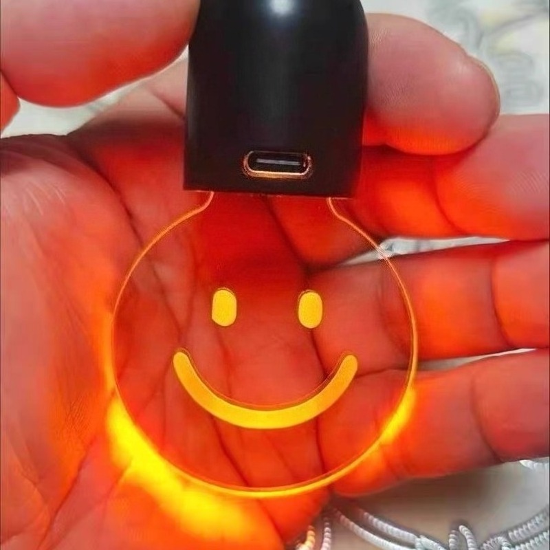Creative Glowing Car Interior Lamp Pendant - Automotive Atmosphere Decorative Light for Various Models Easy Install Smiley Face Bulbs