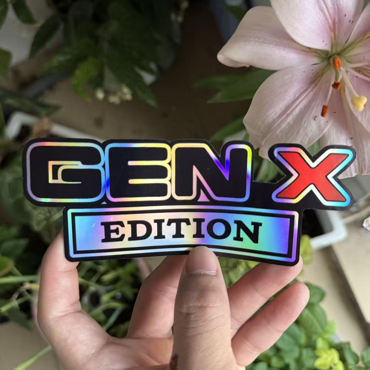 X-Gen Rainbow Holographic Car Sticker Full Color Reflective Shine Cultural Symbol Personalized Trend Style for Car Accessories Notebook & Refrigerator