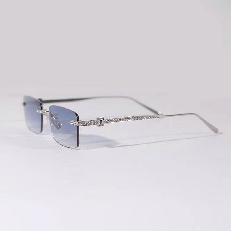 BrokenSword hiphop hiphop simple diamond rimless glasses can be matched with myopia men and women