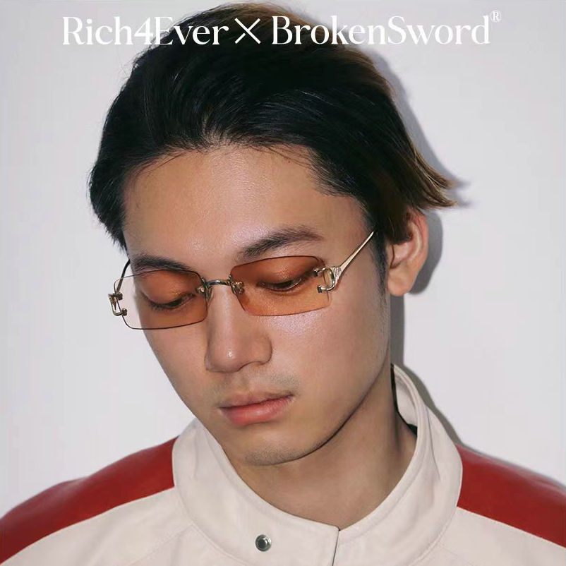 BrokenSword X Rich4ever hiphop Rap Hip Hop rimless vintage glasses and sunglasses