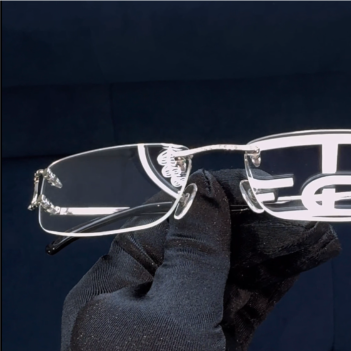 Brokensword Luxury Hiphop Rimless Glasses - Euro-American Style Diamond-Encrusted Titanium Optical Frames (Unisex High-End Eyewear) K27