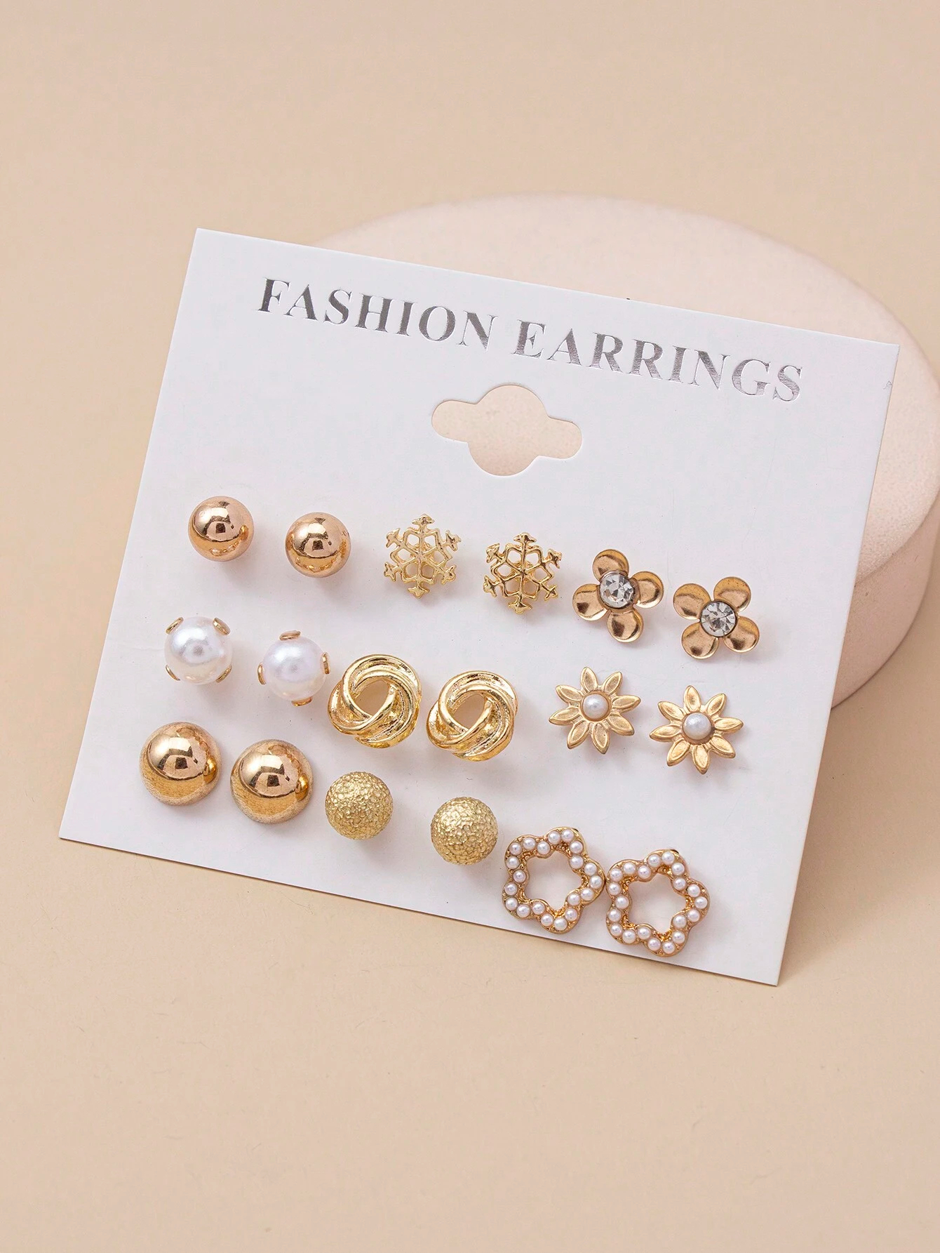 8pcs/Set Fresh Flower & Faux Pearl Stud Earrings Set
