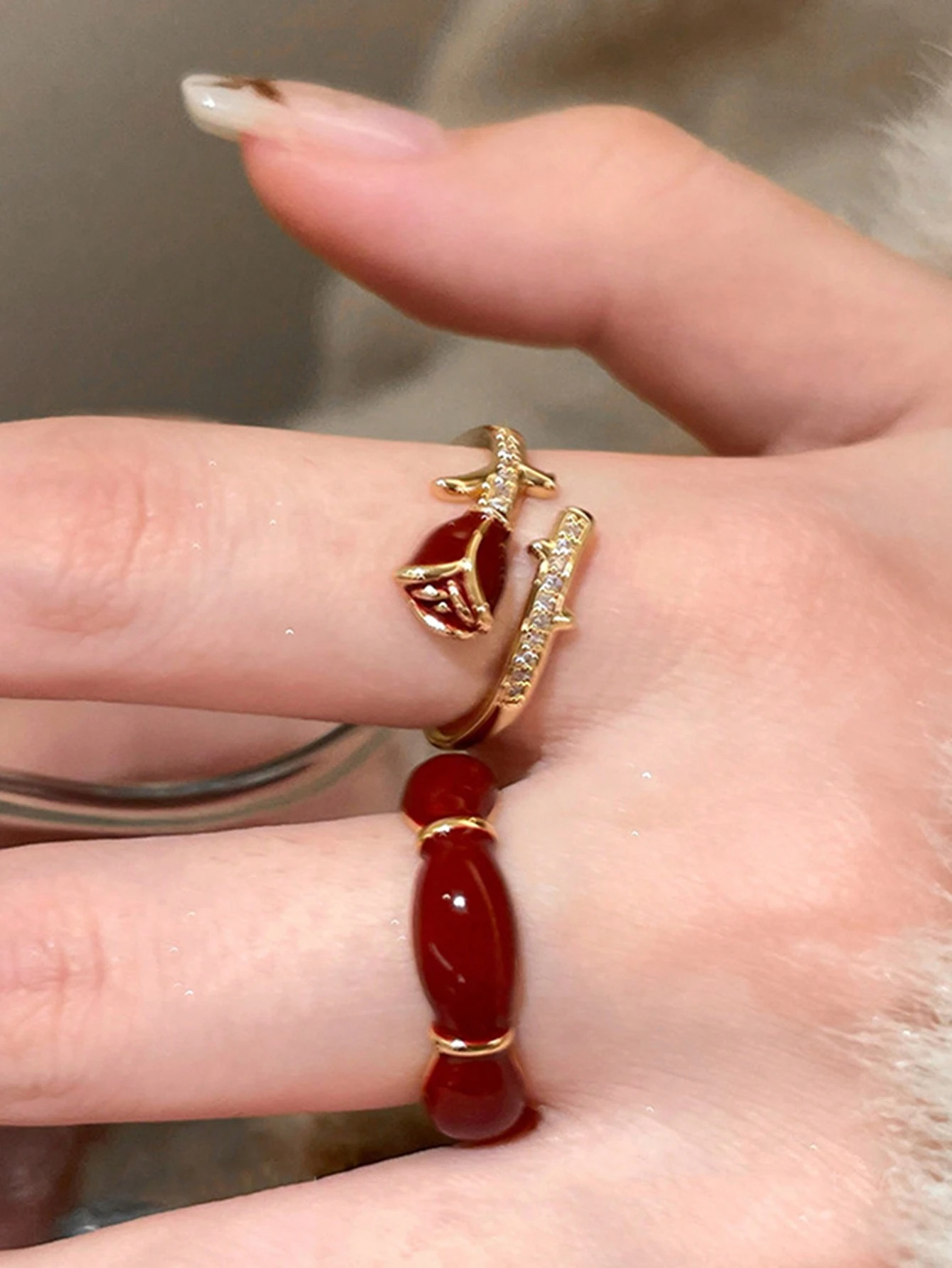 2pcs/Set Fashion Rose Decor Open Ring, Suitable For Women's Everyday Wear