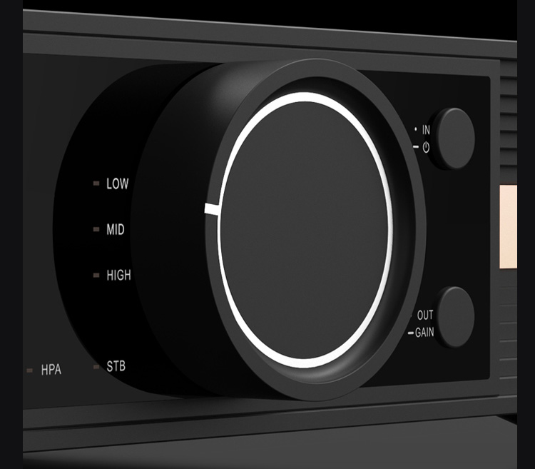 Low mid and high gain settings on a headphone amplifier