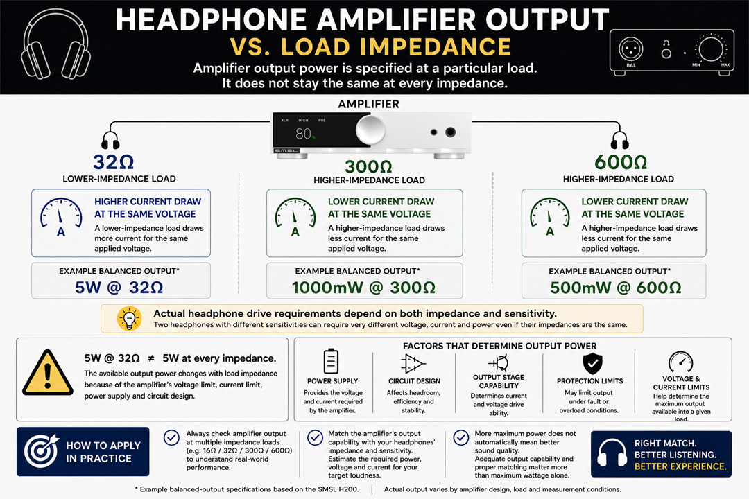 Headphone amplifier output power and load impedance explained