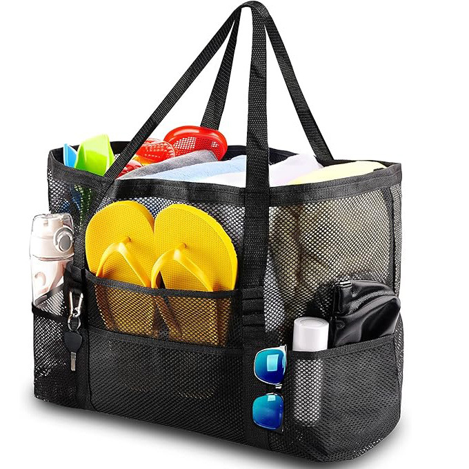 Black Mesh Beach Bag