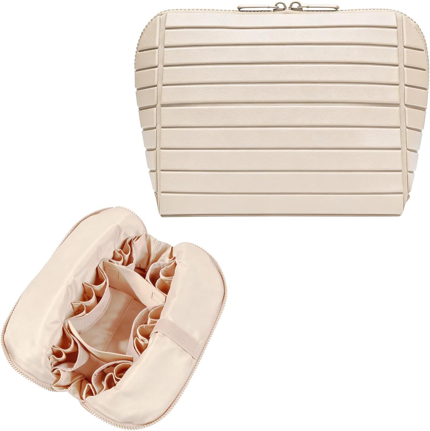Striped makeup pouch