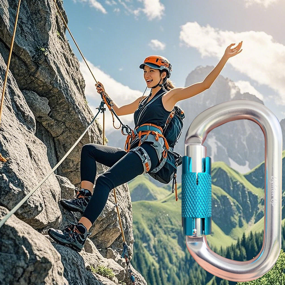 Lighten Up Ultra-Light 25KN Climbing Aluminum Alloy Carabiners – Best D-shaped Rock Climbing Carabiners Clips for Backpacking, Hiking, and Mountaineering – Minimalist Gear for Climbers CE Certificate