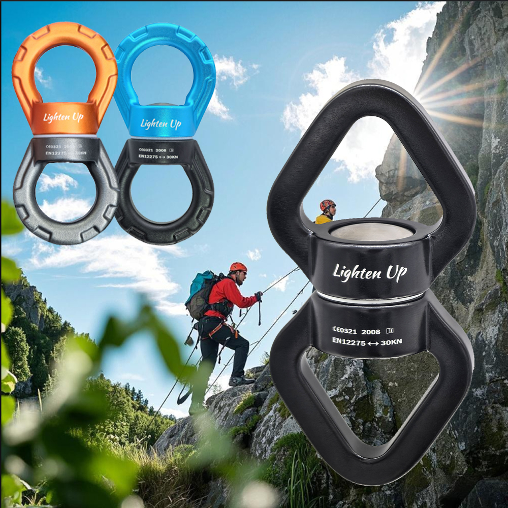 Lighten Up Multi-Functional 30KN Outdoor Climbing Swivel Ring - Universal Rotating Connector Perfect for Rock Rock Climbing, Yoga, and Hammocks Accessories CE Certificate