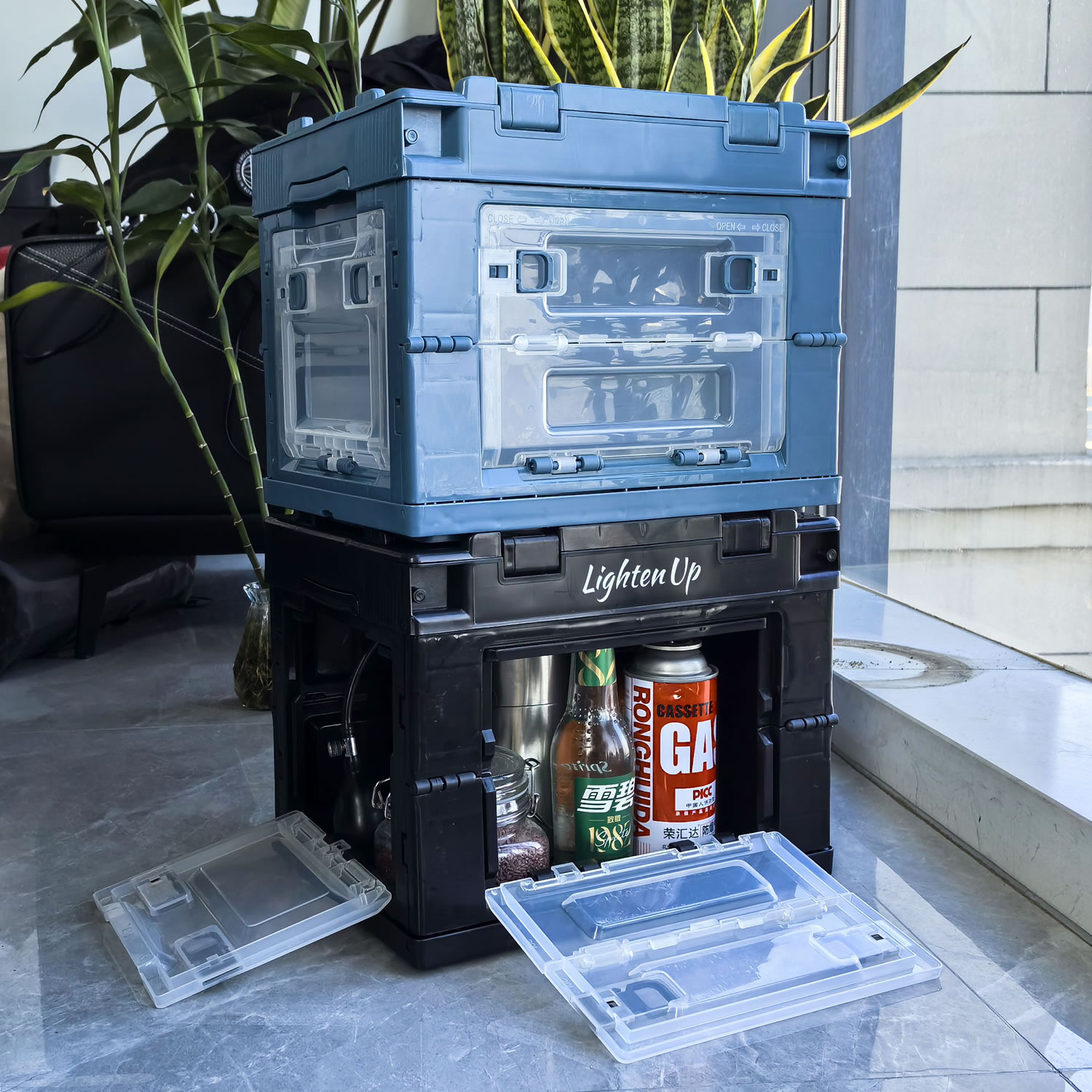 Lighten Up Foldable Storage Box for Camping & Travel - 20L Large Capacity Organizer for Sundries, Tableware, and Outdoor Gear