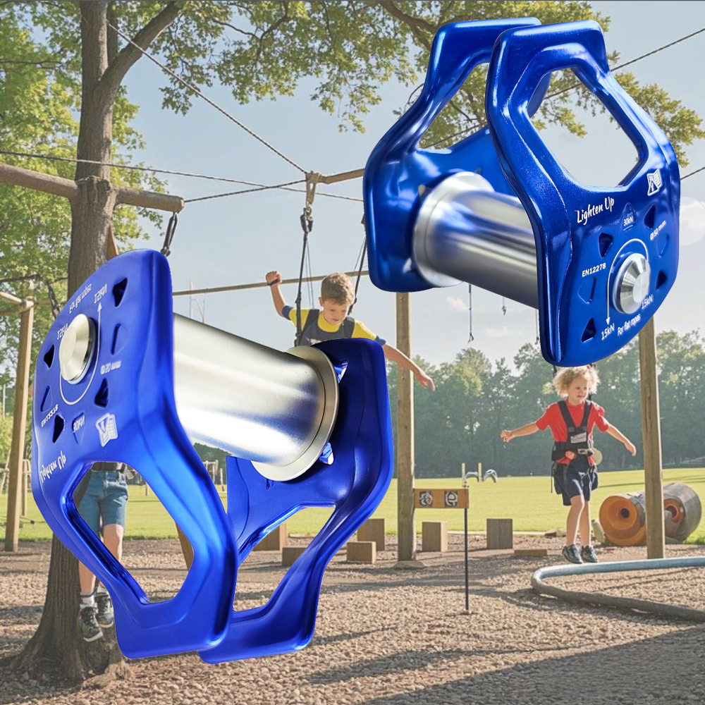 Lighten Up 30kN Safe Ninja Zipline Pulley for Kids - Backyard Adventure with Heavy-Duty Pulley, Easy Setup, Durable Slackline for Outdoor Fun (Ages 5-12)