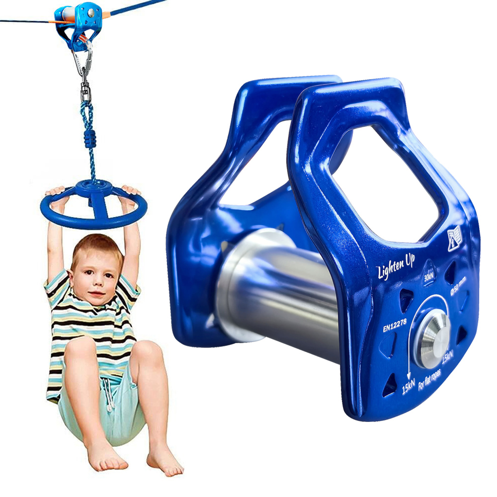Lighten Up 30kN Safe Ninja Zipline Pulley for Kids - Backyard Adventure with Heavy-Duty Pulley, Easy Setup, Durable Slackline for Outdoor Fun (Ages 5-12)