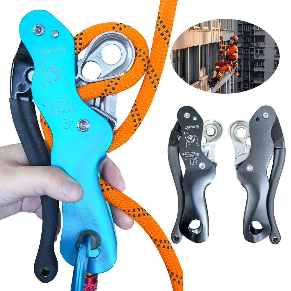 Lighten Up Professional Outdoor Rock Climbing Descender - STOP Handle-Control Abseiling Device for Safe Rappelling & Mountaineering