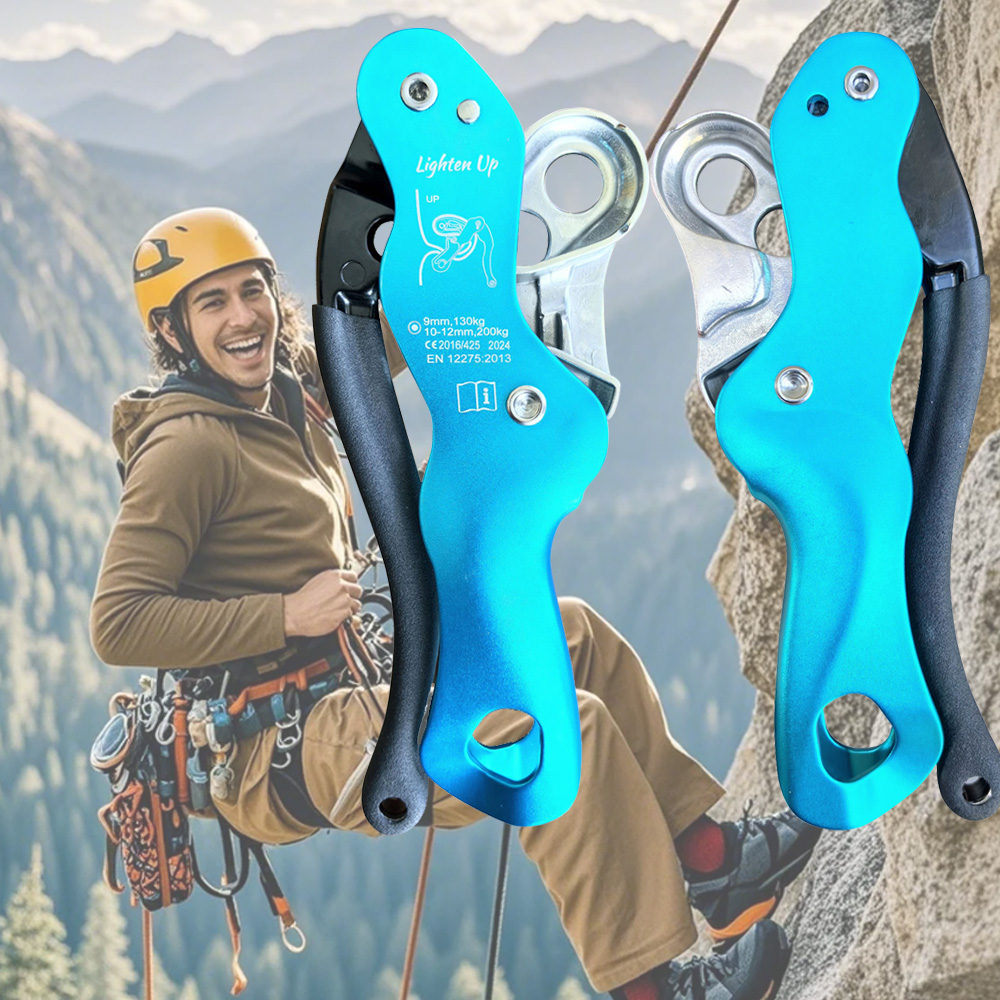 Lighten Up Professional Outdoor Rock Climbing Descender - STOP Handle-Control Abseiling Device for Safe Rappelling & Mountaineering