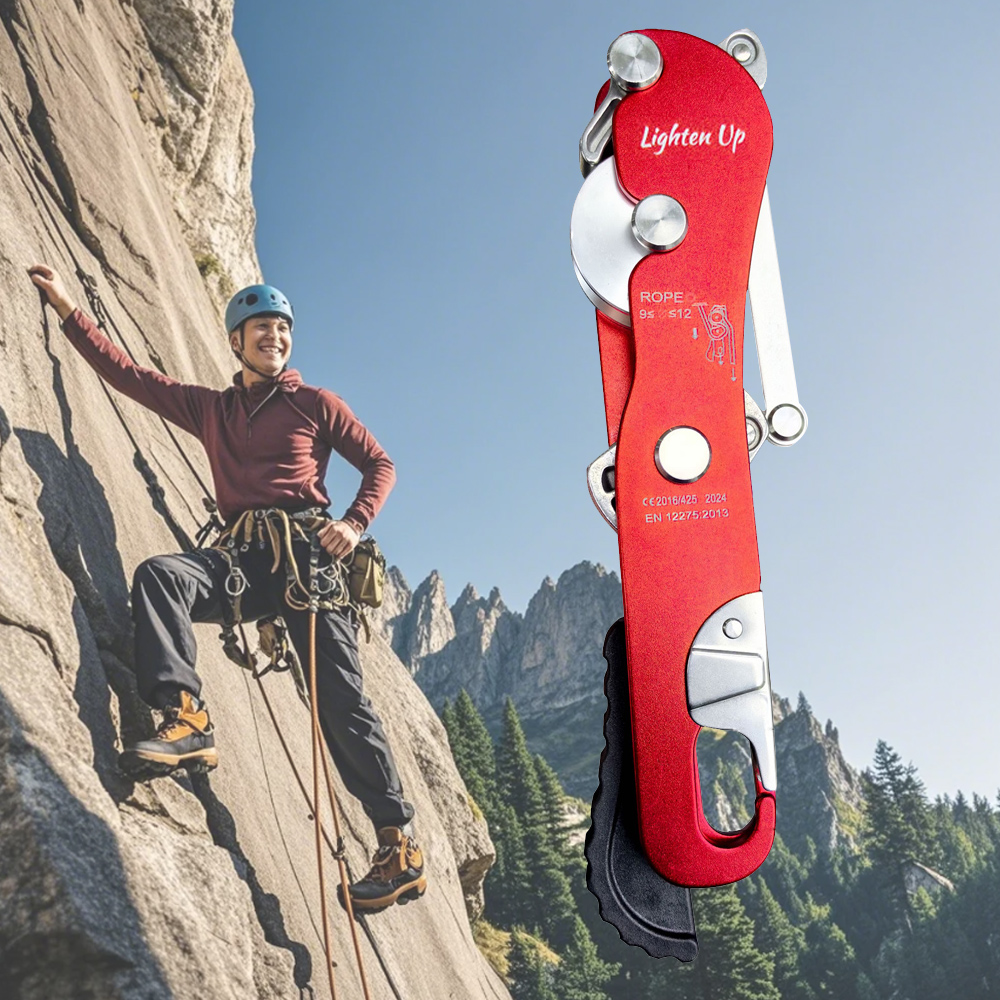 Lighten Up Professional Self-Braking Descender for Rock Climbing & Tree Rigging Gear | 9-12mm Rope | 130kg/200kg Capacity | CE Certified