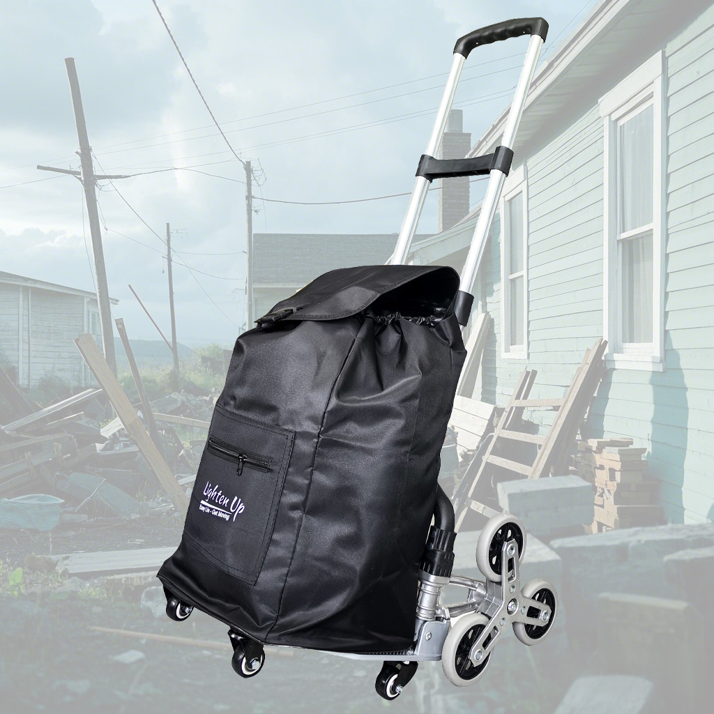Stair Climbing Folding Cart with 6 Wheels - Heavy Duty Hand Truck for Pulling & Moving on Stairs