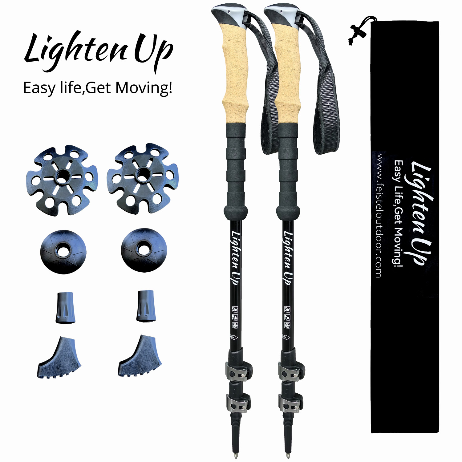 Ultralight Adjustable Lighten Up Trekking Pole - Durable Carbon Fiber Hiking Stick for All Terrains, Comfortable Grip, Foldable Design for Easy Travel