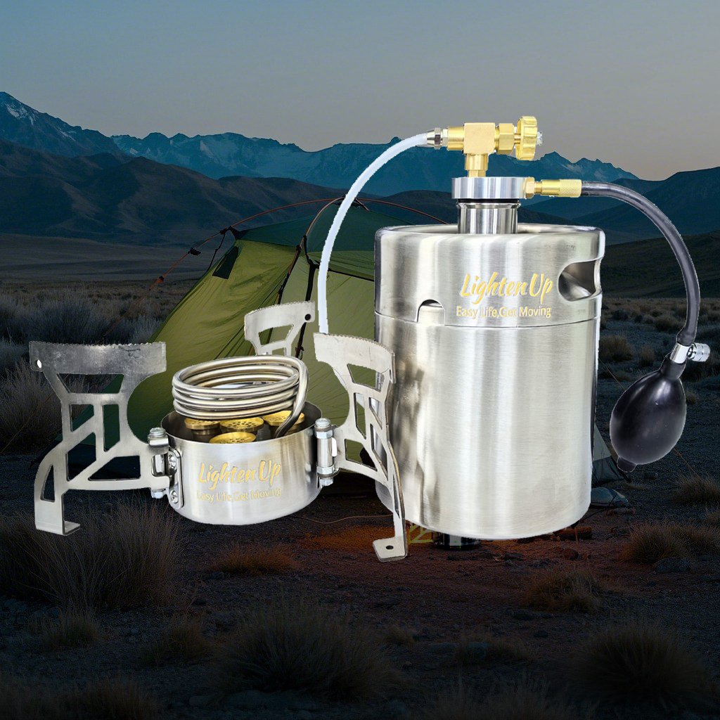 Lighten Up Alcohol Stove with 2L Tank: 8-Hour Burn Time for Outdoor Cooking
