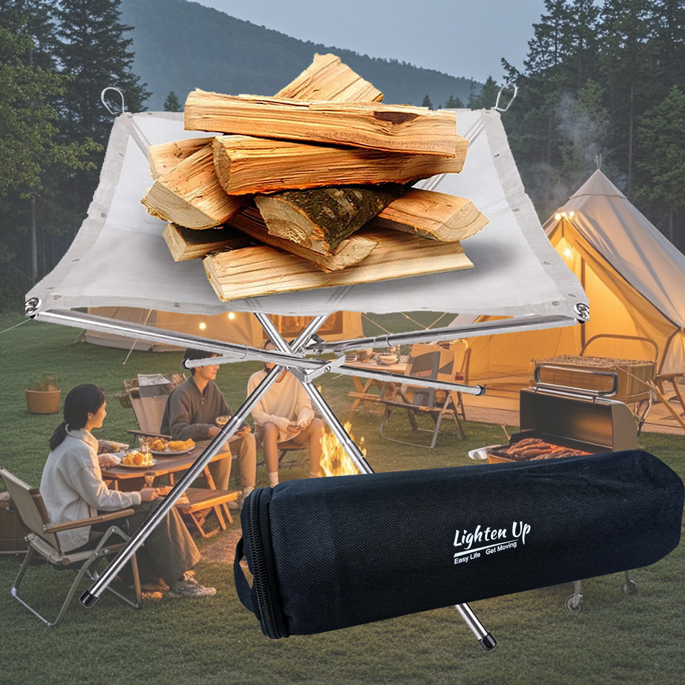 Lighten Up Lightweight Camping Fire Grill with Carry Bag – Portable & Compact for Outdoor Cooking & Backyard BBQs