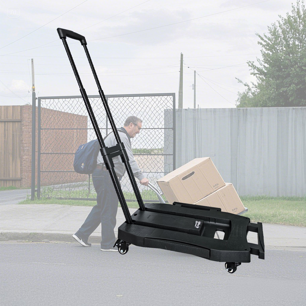 Dual-Purpose Hand Pull Cart – Portable Aluminum Alloy Trolley for Material Handling & Shopping
