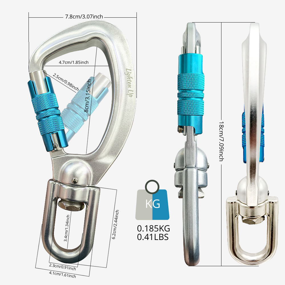 Lighten Up 屋外登山用品：アルミ合金ユニバーサル回転フラットフック